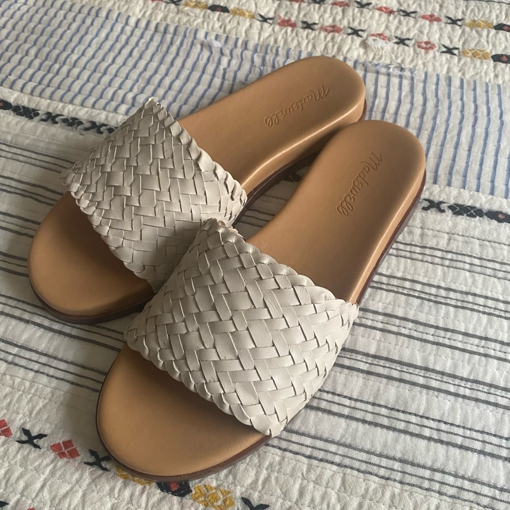 Madewell slide sandals in woven leather
